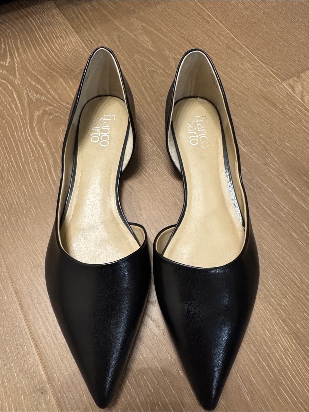 Franco Sarto Black Pointed D'Orsay Flats